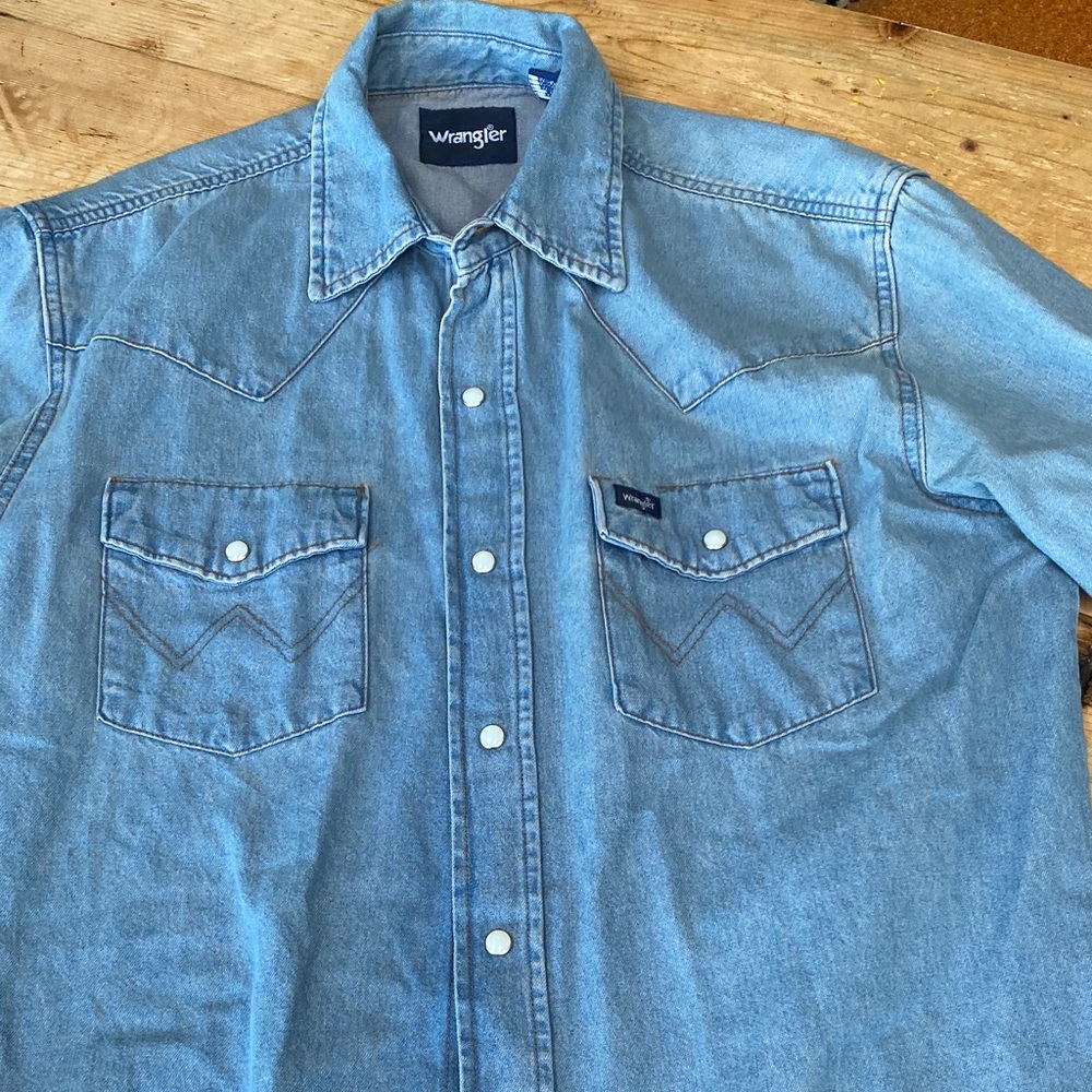 Wrangler Light Blue Western Shirt chambray